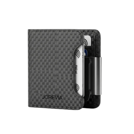 Jorevia Carbon Fiber Minimalist Wallet | Ultra-Slim RFID Blocking Card Holder with Money Clip